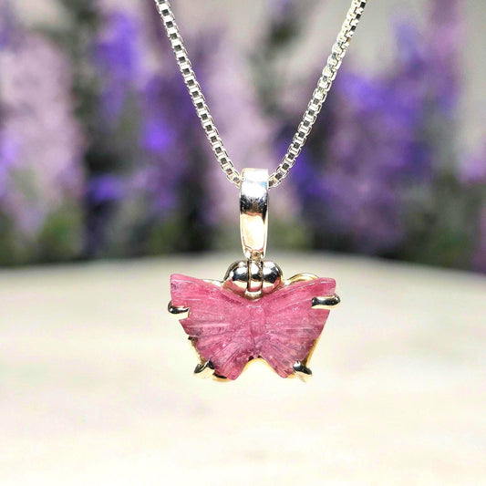 Pink Tourmaline Butterfly Pendant