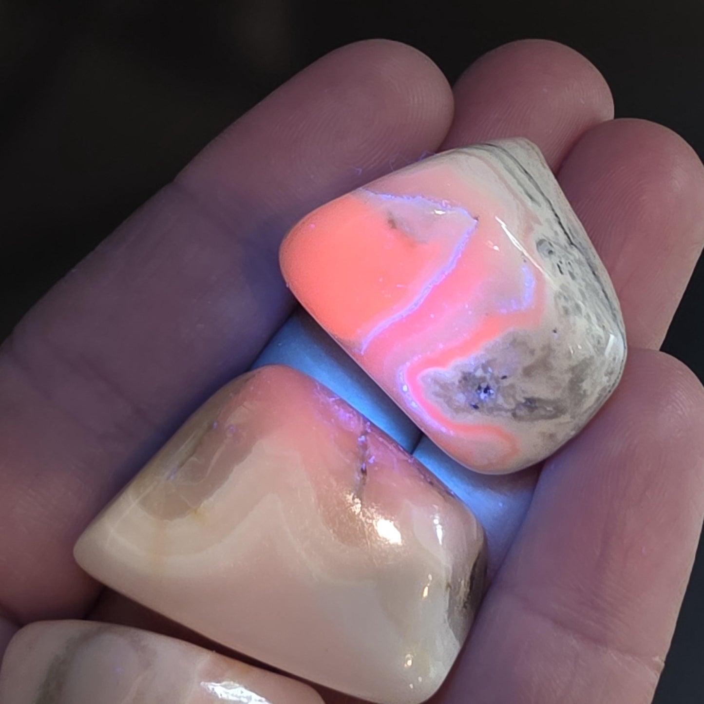 Pink Mangano Calcite Crystal, UV Reactive Specimen, Tumbled Pink Calcite