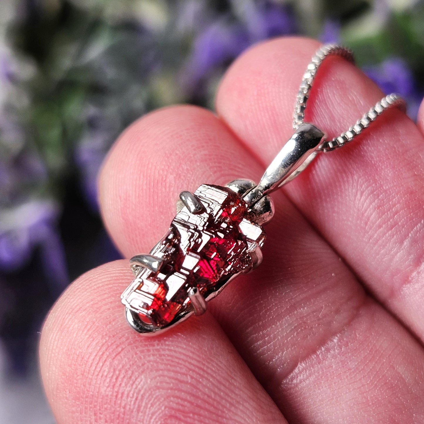 Etched Garnet Pendant