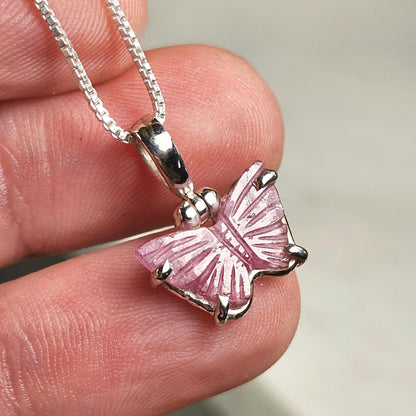 Pink Tourmaline Butterfly Pendant