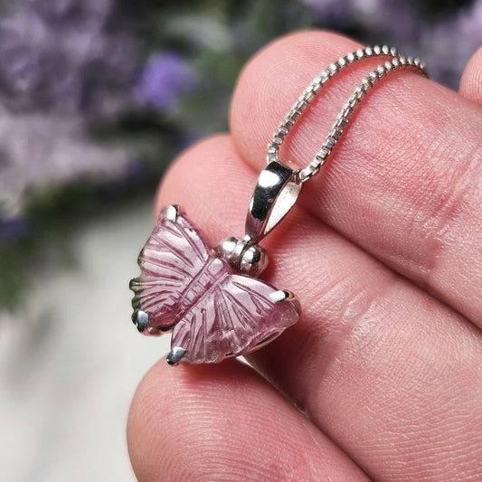 Watermelon Tourmaline Butterfly Pendant