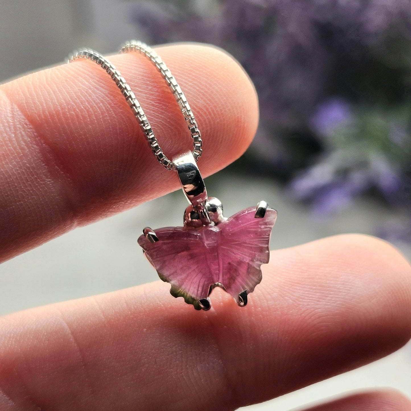 Watermelon Tourmaline Butterfly Pendant