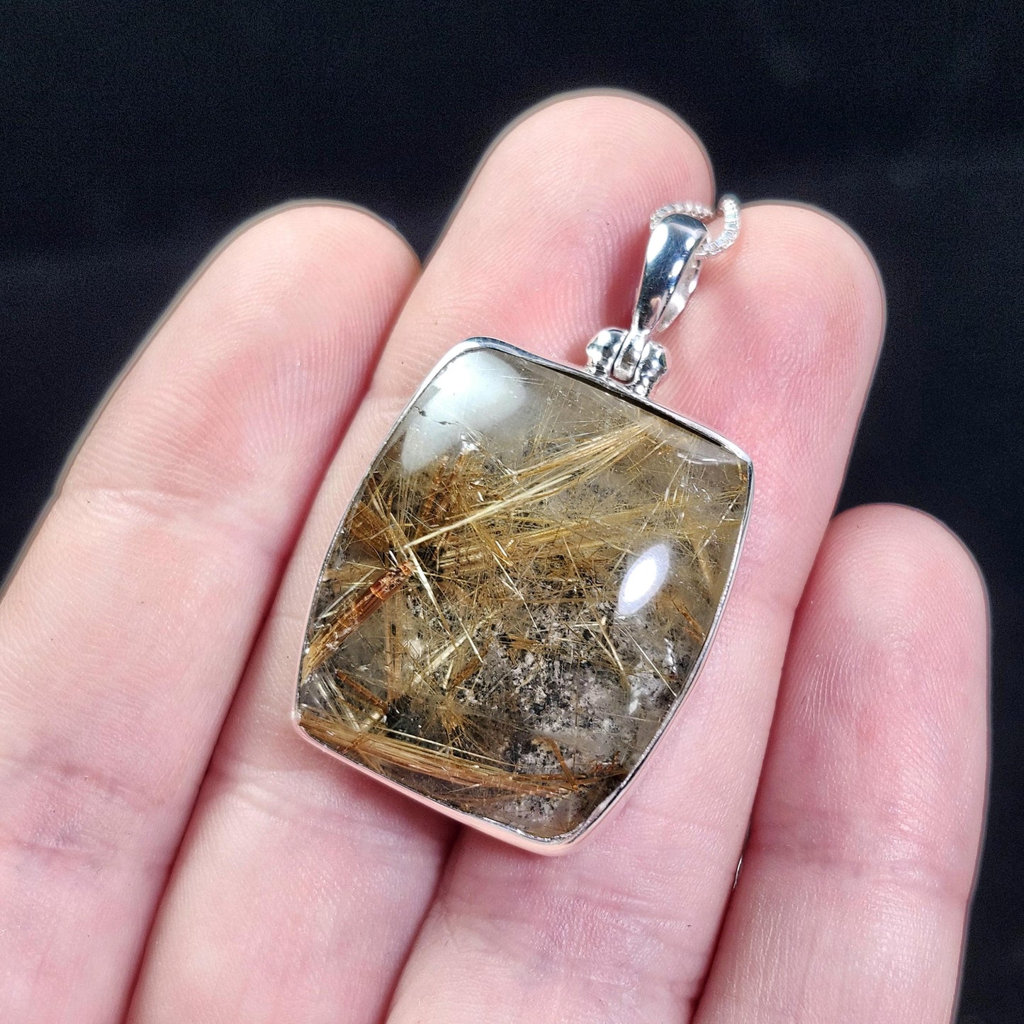 Gold Rutilated Quartz Pendant