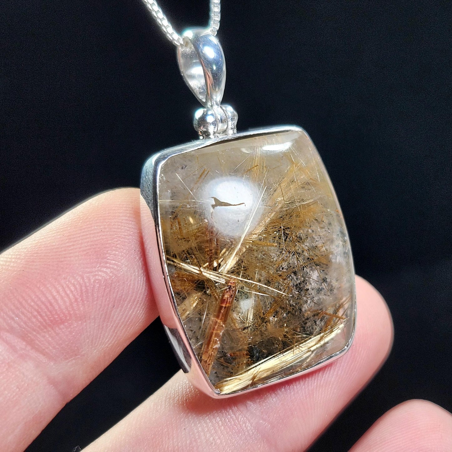 Gold Rutilated Quartz Pendant