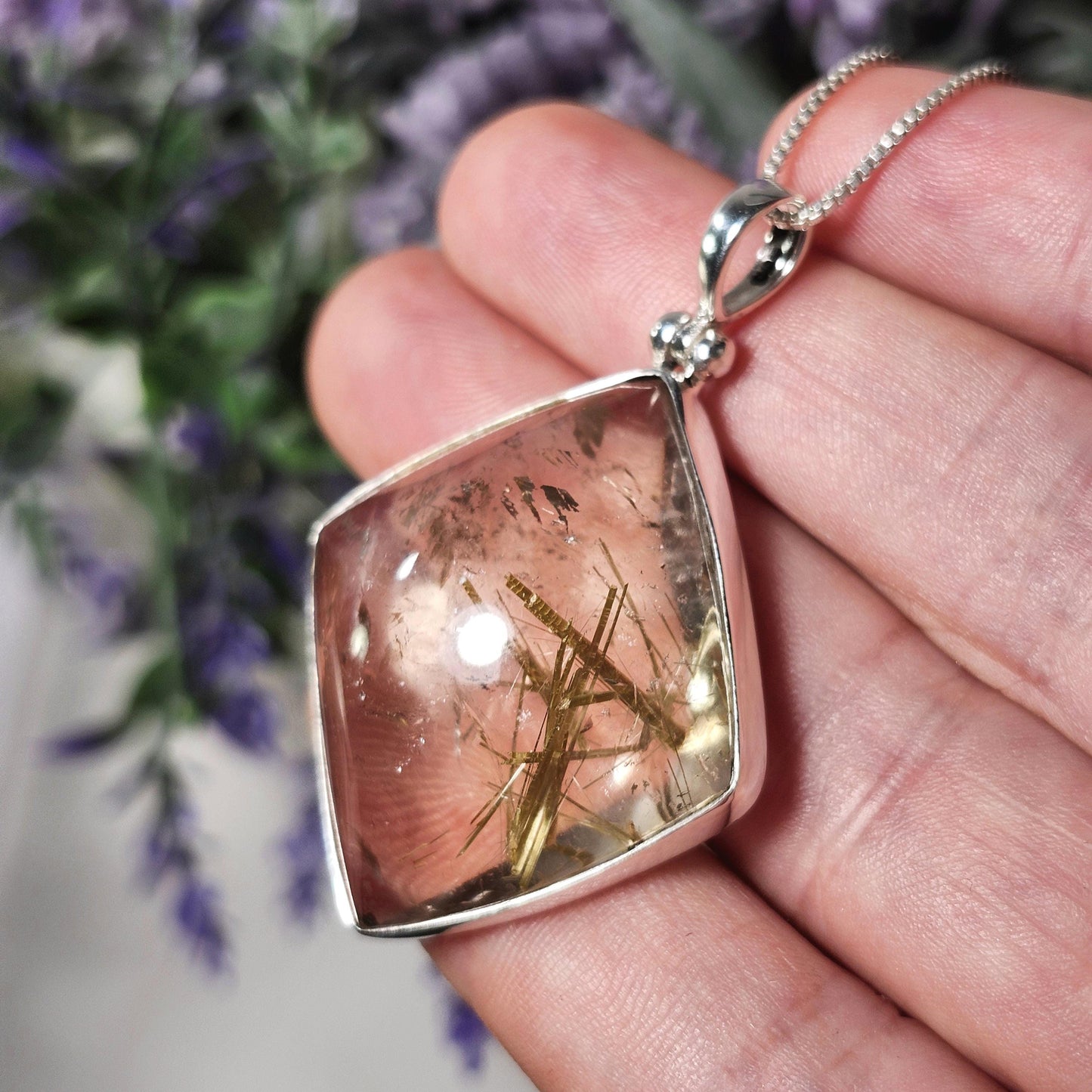 Gold Rutilated Quartz Pendant