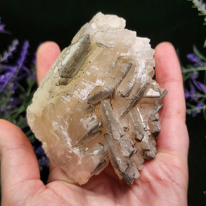 Tabular Black Barite with Marcasite