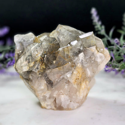 Tabular Black Barite with Marcasite