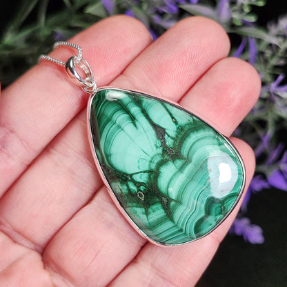 Malachite Pendant / Malachite Necklace / Malachite Jewelry / Malachite Crystal / Natural Malachite Necklace / Polished Malachite / Malachite