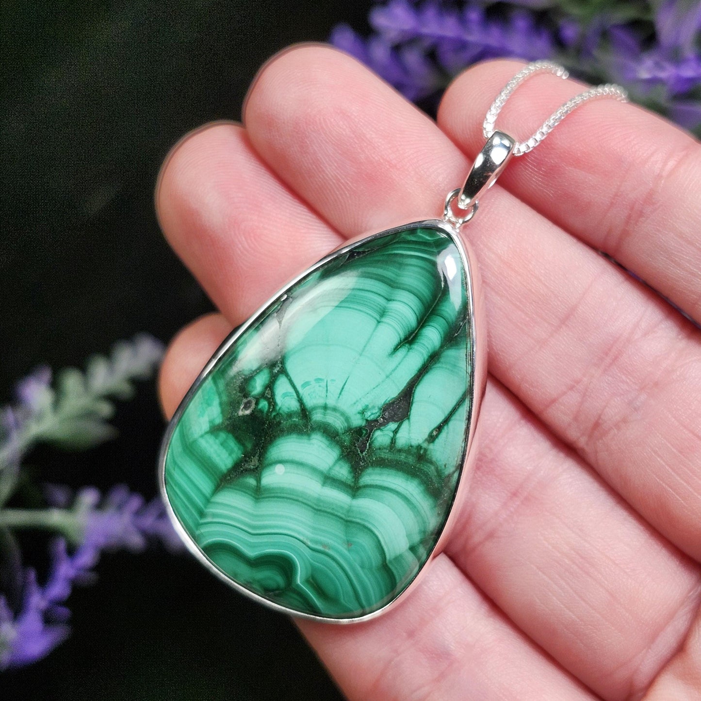 Malachite Pendant / Malachite Necklace / Malachite Jewelry / Malachite Crystal / Natural Malachite Necklace / Polished Malachite / Malachite