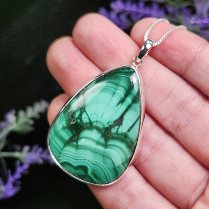 Malachite Pendant / Malachite Necklace / Malachite Jewelry / Malachite Crystal / Natural Malachite Necklace / Polished Malachite / Malachite