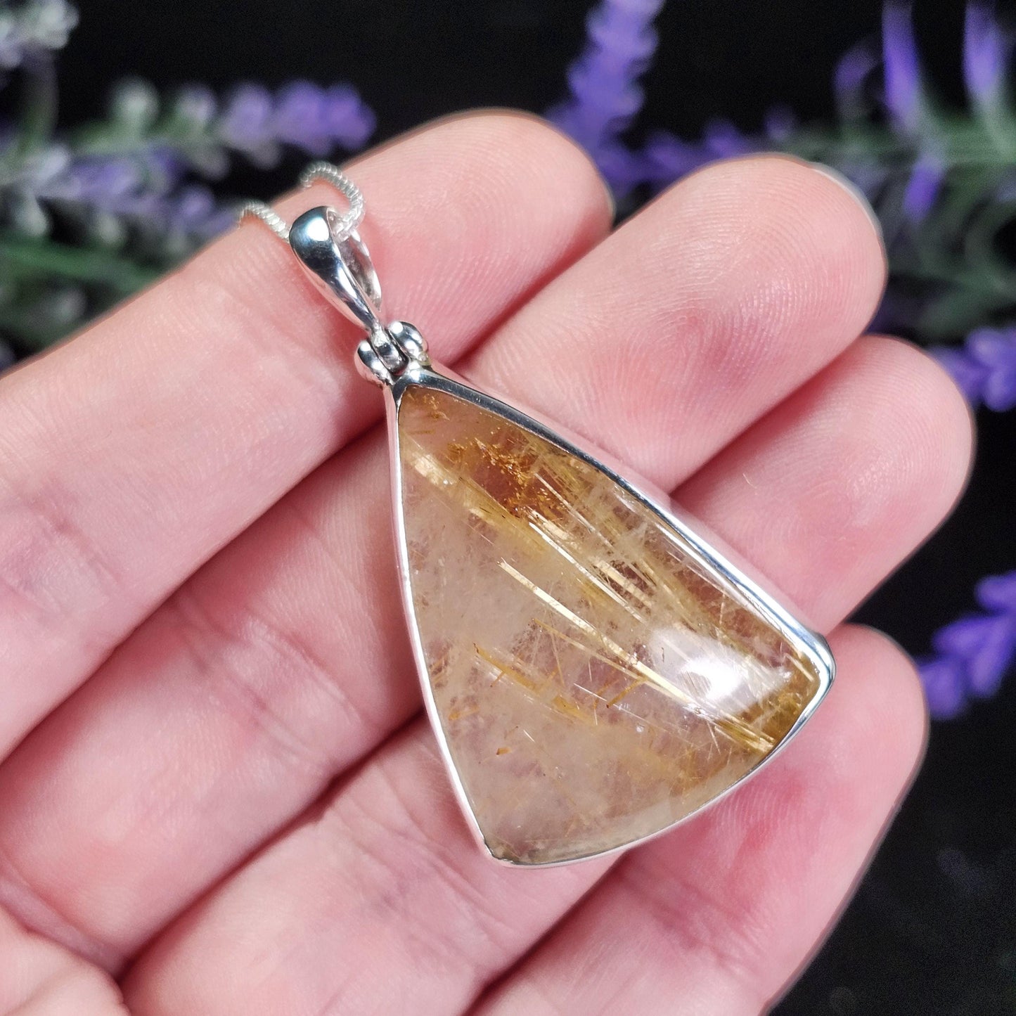 Gold Rutilated Quartz Pendant