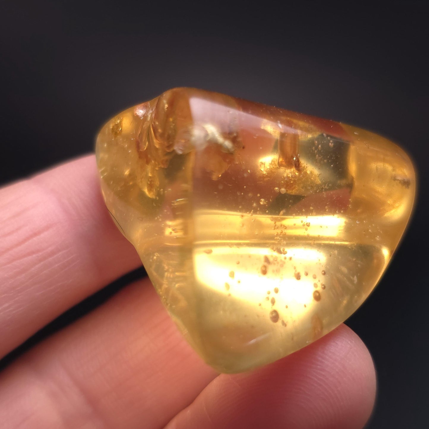 Amber with Bugs & Static ENHYDRO 11.2g, Polished Amber Specimen from Colombia