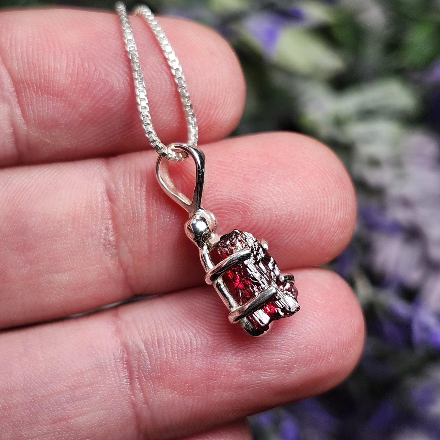 Etched Garnet Pendant