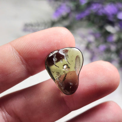 Polished Moldavite Bead: Authentic Czech Tektite Crystal (1.5g, 18x15x3mm)