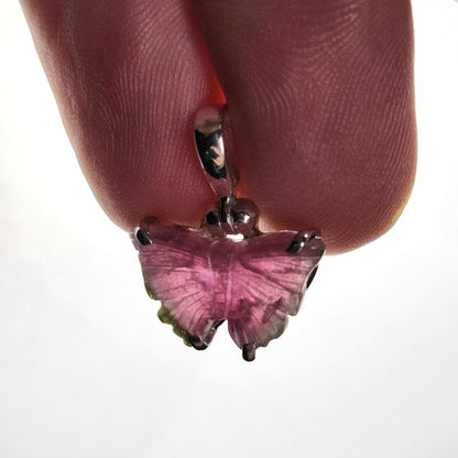 Watermelon Tourmaline Butterfly Pendant