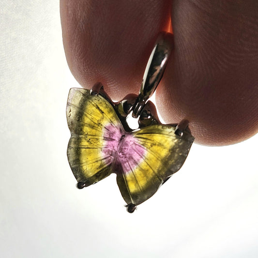 Watermelon Tourmaline Butterfly Pendant