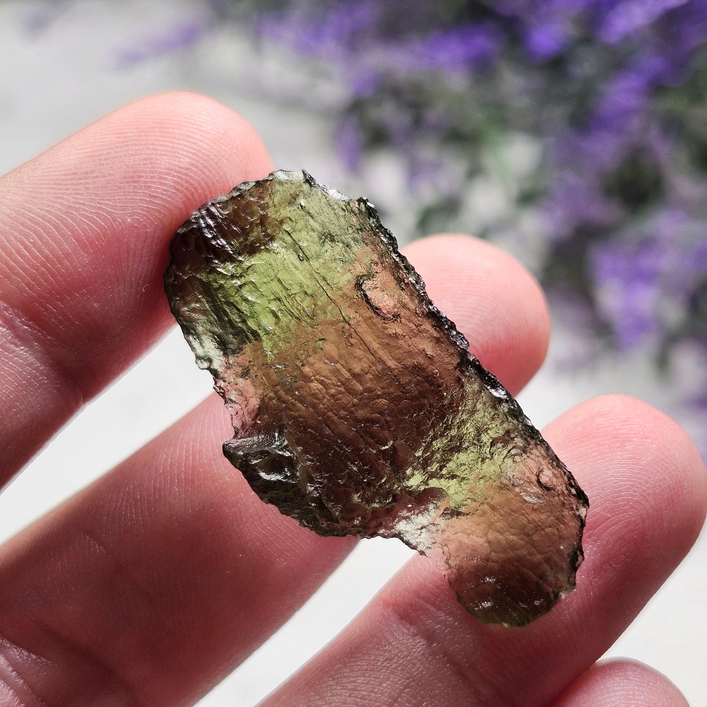 Moldavite Angel Chime Specimen 3.29g, Genuine Raw Moldavite Crystal