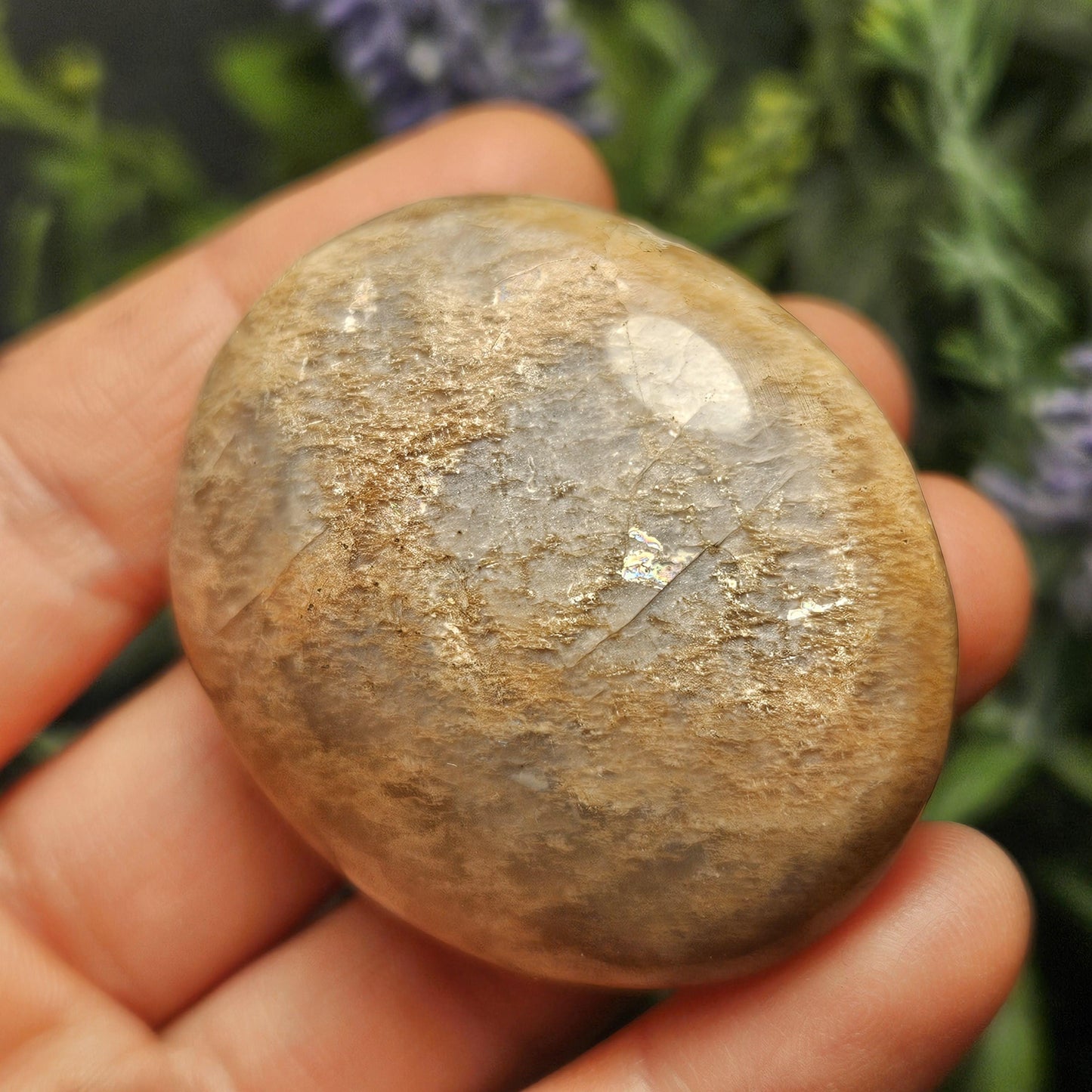 Peach Moonstone Palm Stone