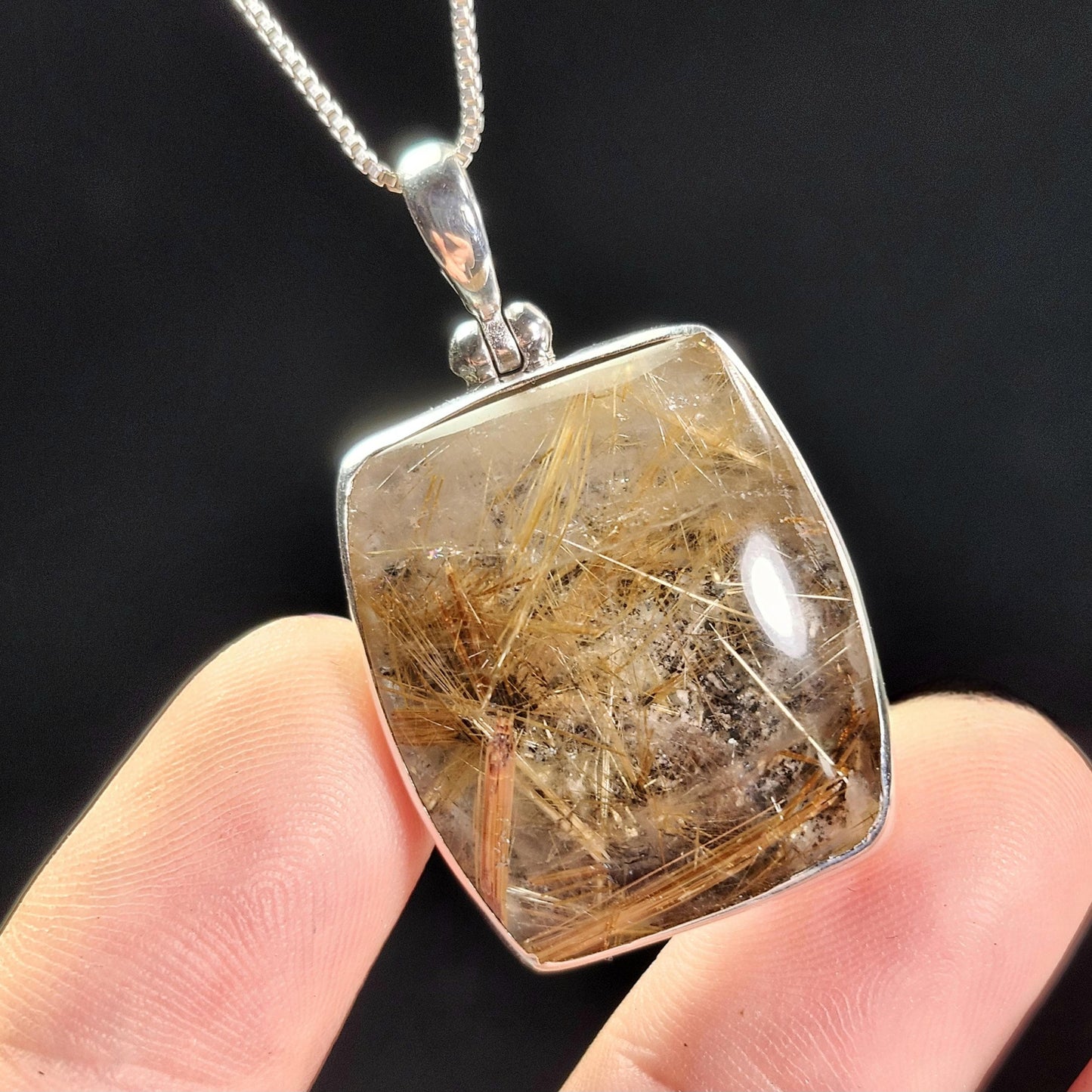 Gold Rutilated Quartz Pendant
