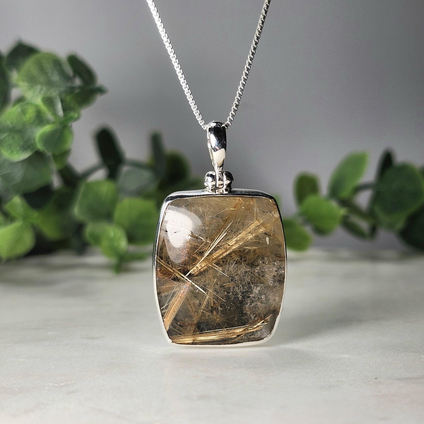 Gold Rutilated Quartz Pendant