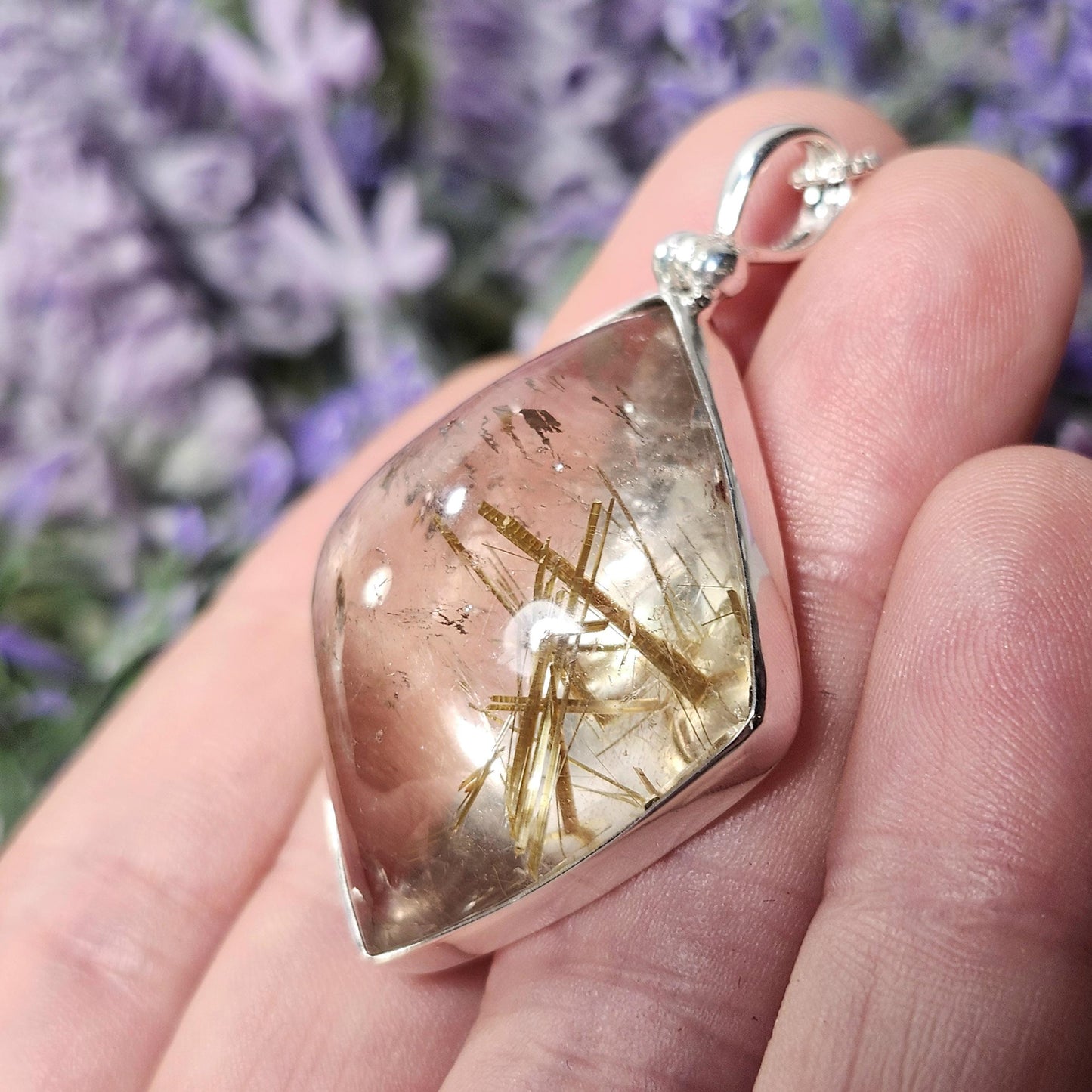 Gold Rutilated Quartz Pendant