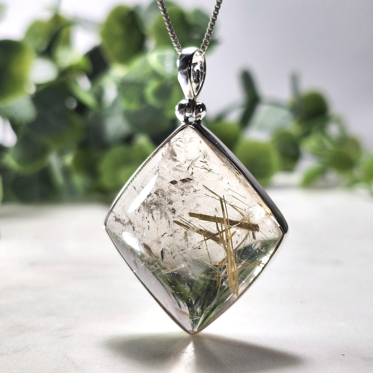 Gold Rutilated Quartz Pendant