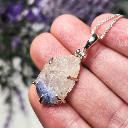 Fibrous Dumortierite in Quartz Pendant