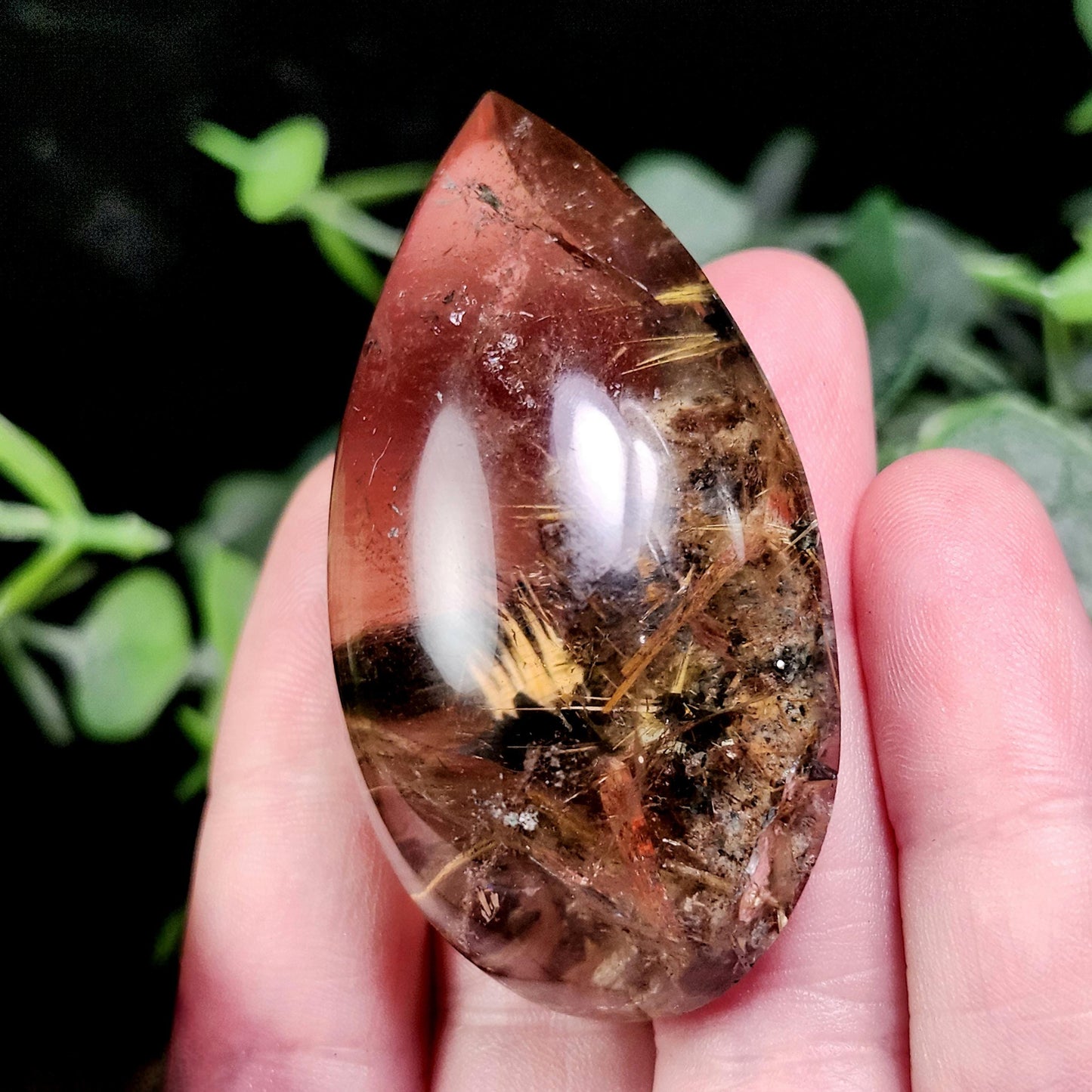 Polished Hematite Rutile Star Cabochon