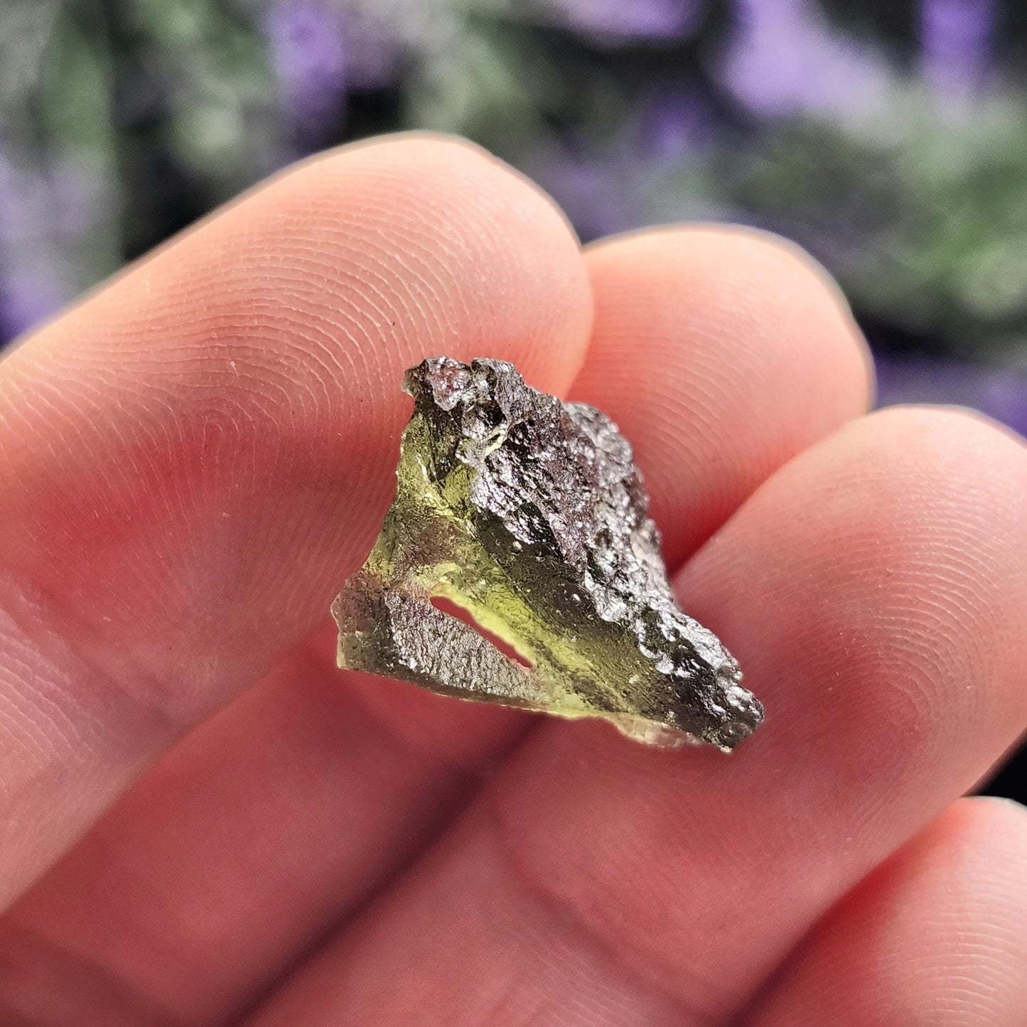 Moldavite with Natural HOLE (1.3 gram) Moldavite
