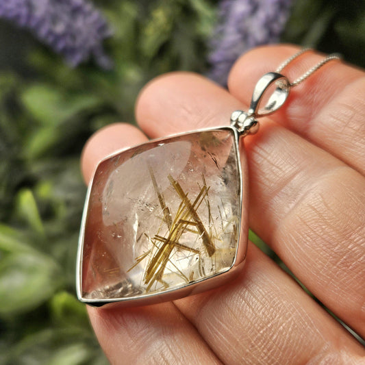 Gold Rutilated Quartz Pendant
