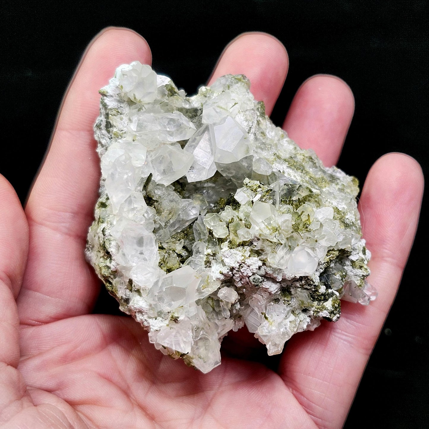 Dream Quartz Cluster, Epidote in Quartz Crystal