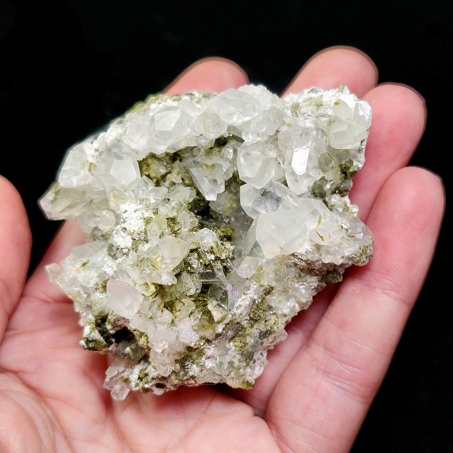 Dream Quartz Cluster, Epidote in Quartz Crystal