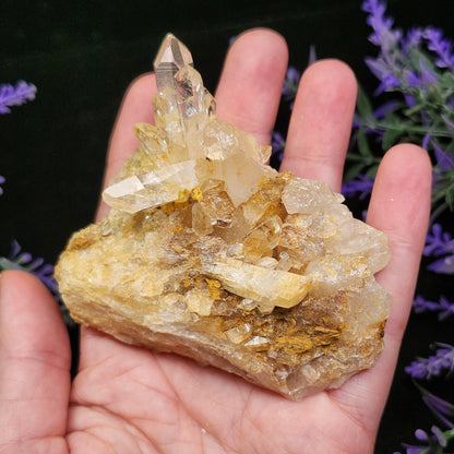 Golden Lemurian Quartz Cluster 122g