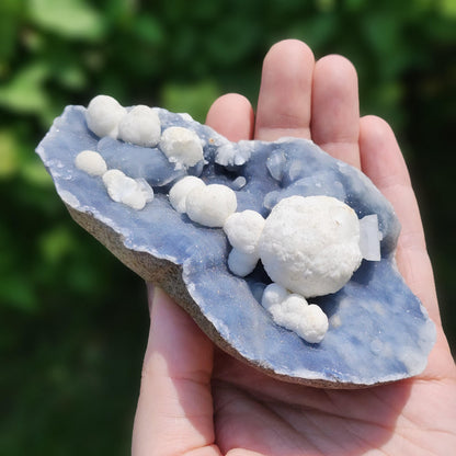 Mordenite Crystals on Blue Chalcedony