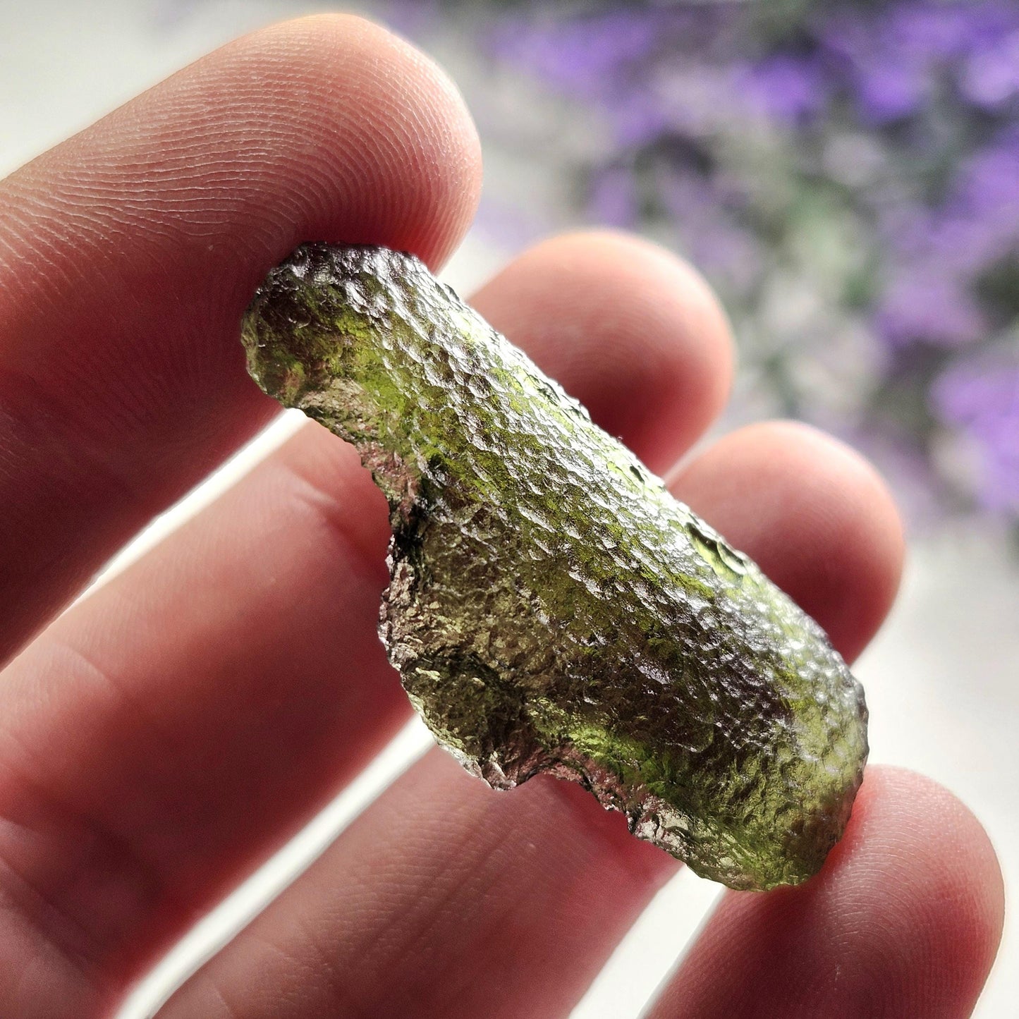 Moldavite Angel Chime Specimen 3.29g, Genuine Raw Moldavite Crystal