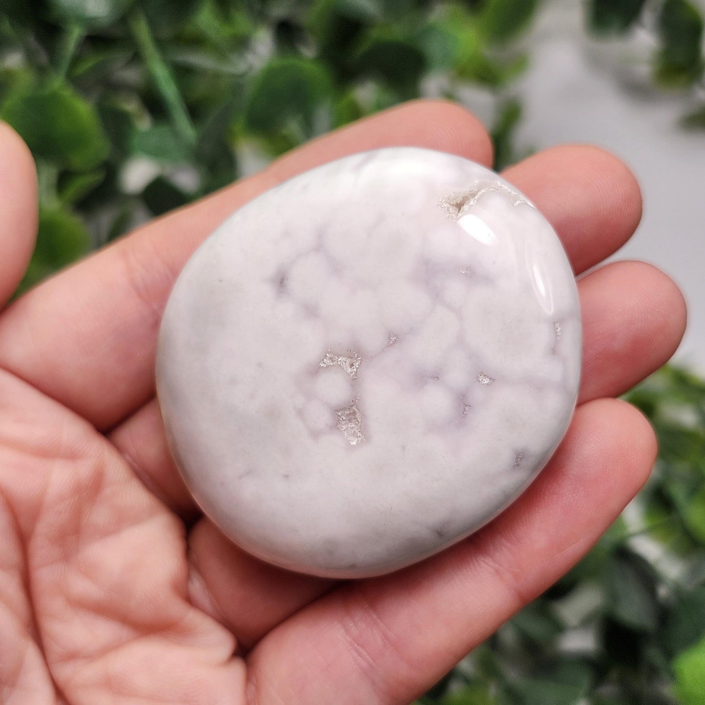 Snow Agate Palm Stone