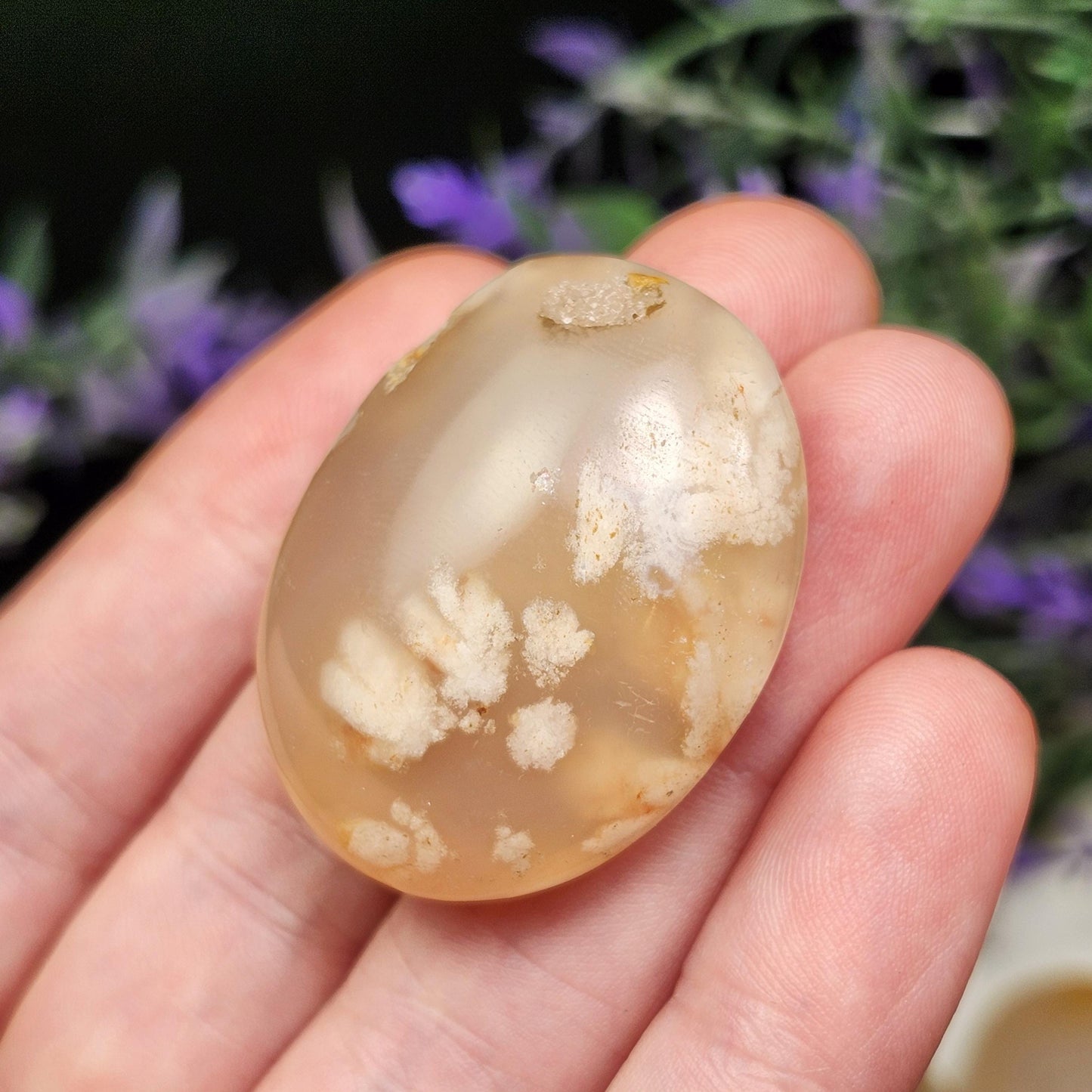 Flower Agate Palm Stone