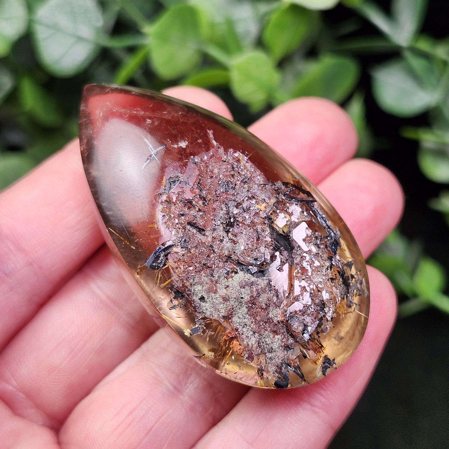 Polished Hematite Rutile Star Cabochon