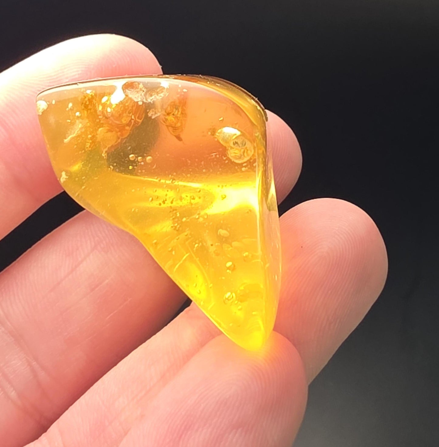 Amber with Bugs & Static ENHYDRO 11.2g, Polished Amber Specimen from Colombia