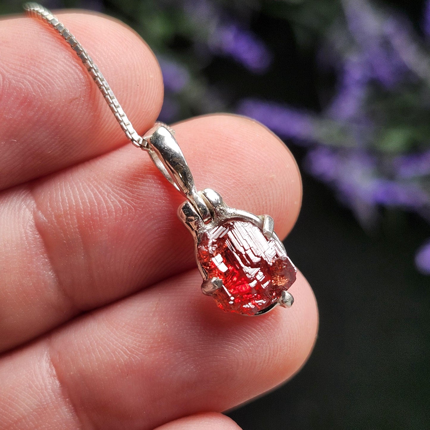 Etched Garnet Pendant
