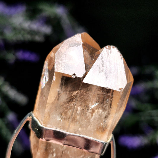 TWIN FLAME Pink Lemurian Quartz Pendant