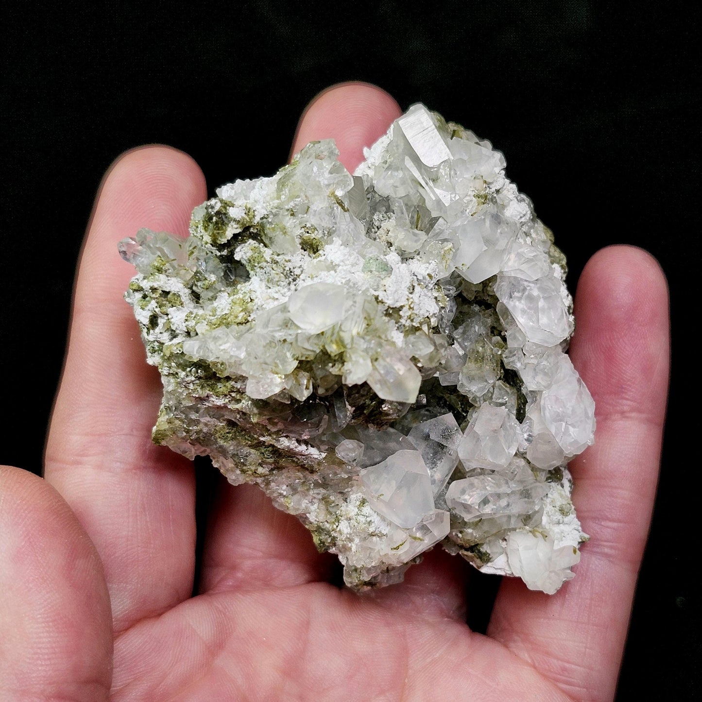 Dream Quartz Cluster, Epidote in Quartz Crystal