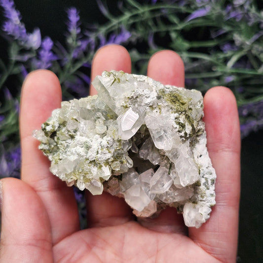 Dream Quartz Cluster, Epidote in Quartz Crystal