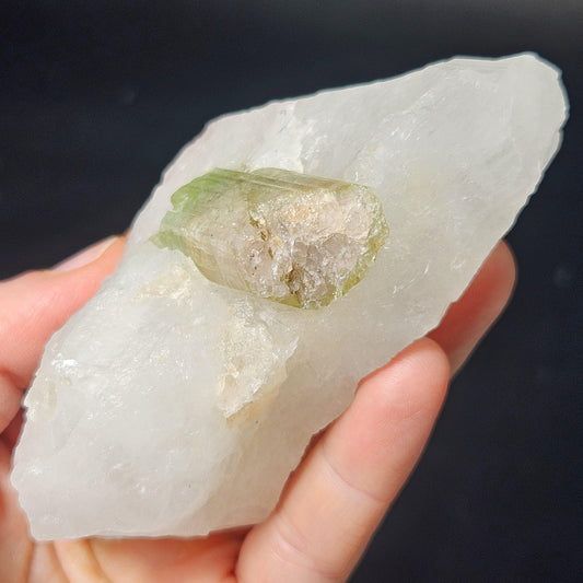 Watermelon Tourmaline & Quartz Crystal 203g