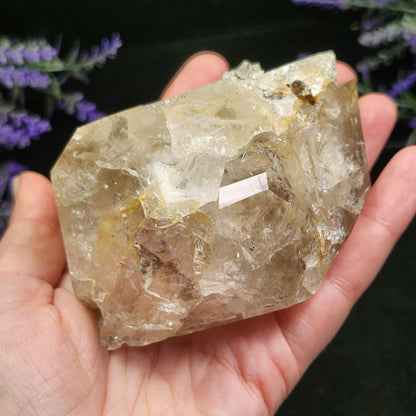 Golden Herkimer Diamond Specimen: 457g New York Quartz Crystal, Massive Herkimer