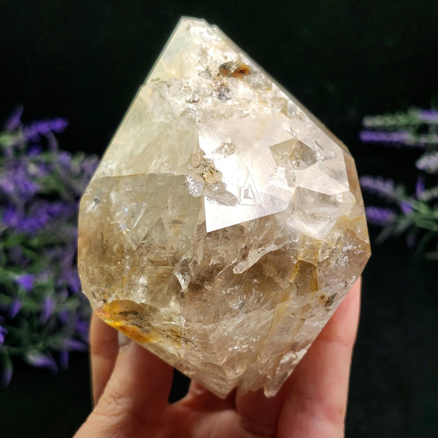 Golden Herkimer Diamond Specimen: 457g New York Quartz Crystal, Massive Herkimer