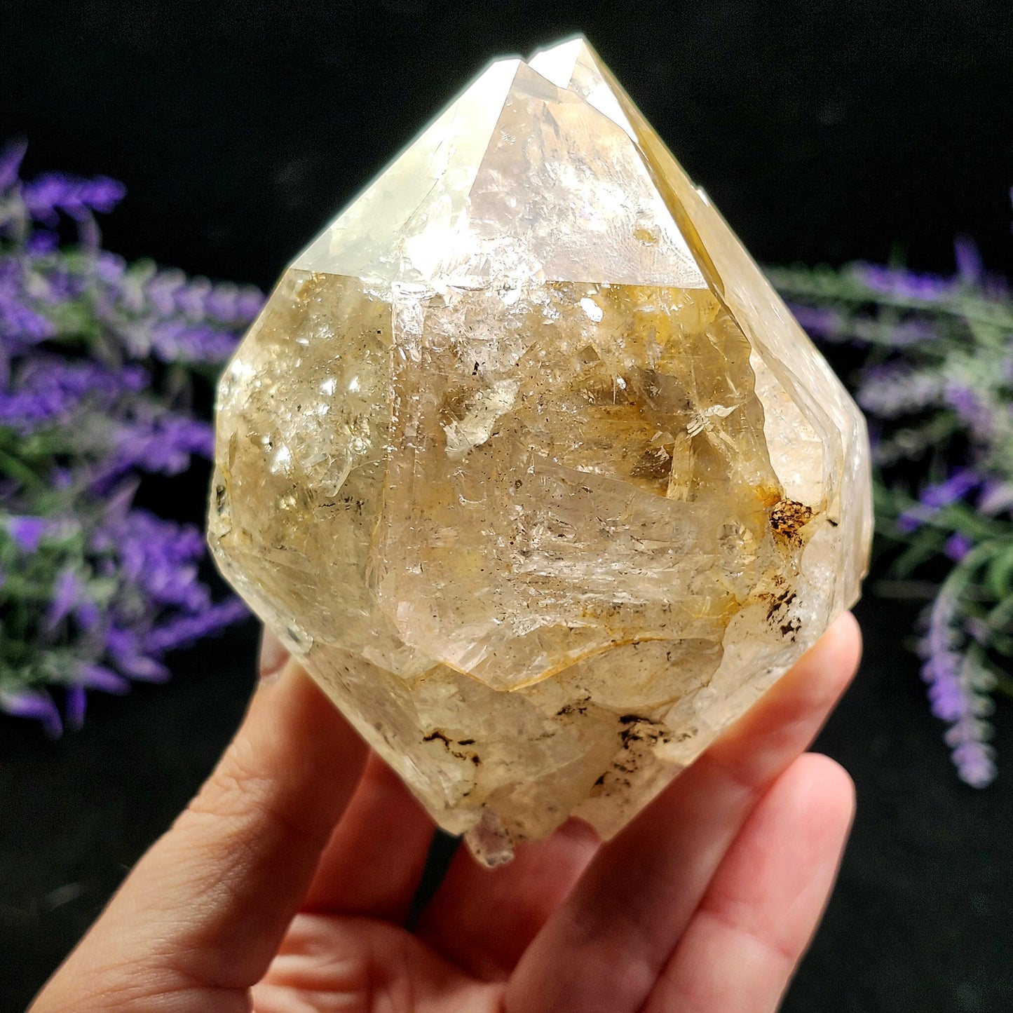Golden Herkimer Diamond Specimen: 457g New York Quartz Crystal, Massive Herkimer