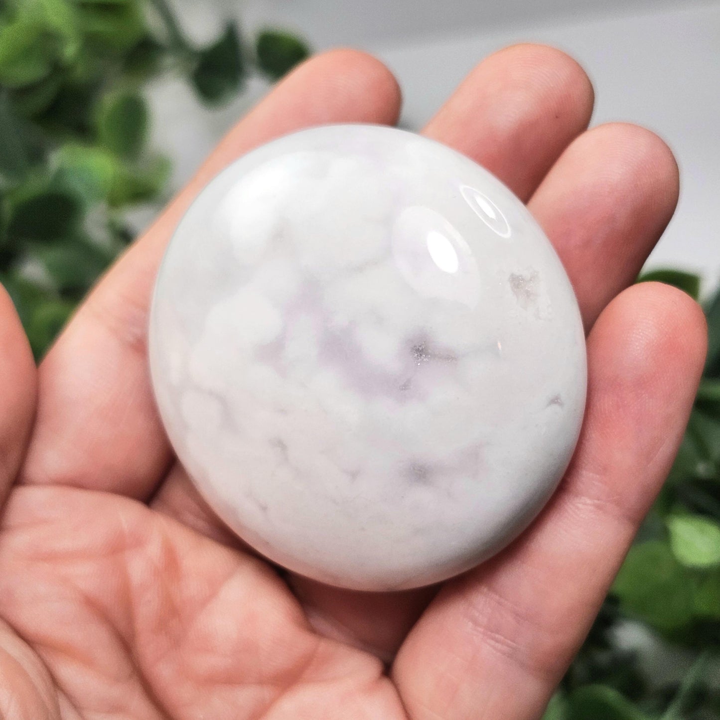 Snow Agate Palm Stone