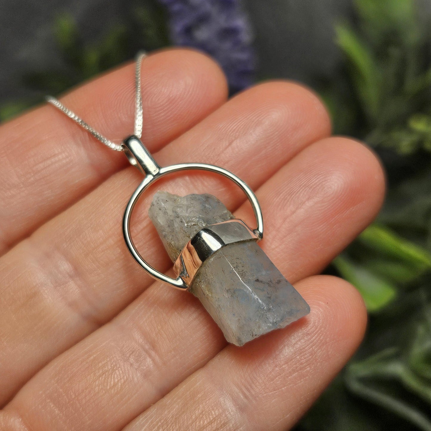 Papagoite Quartz Pendant: RARE South African Papagoite Crystal, Sterling Silver Jewelry
