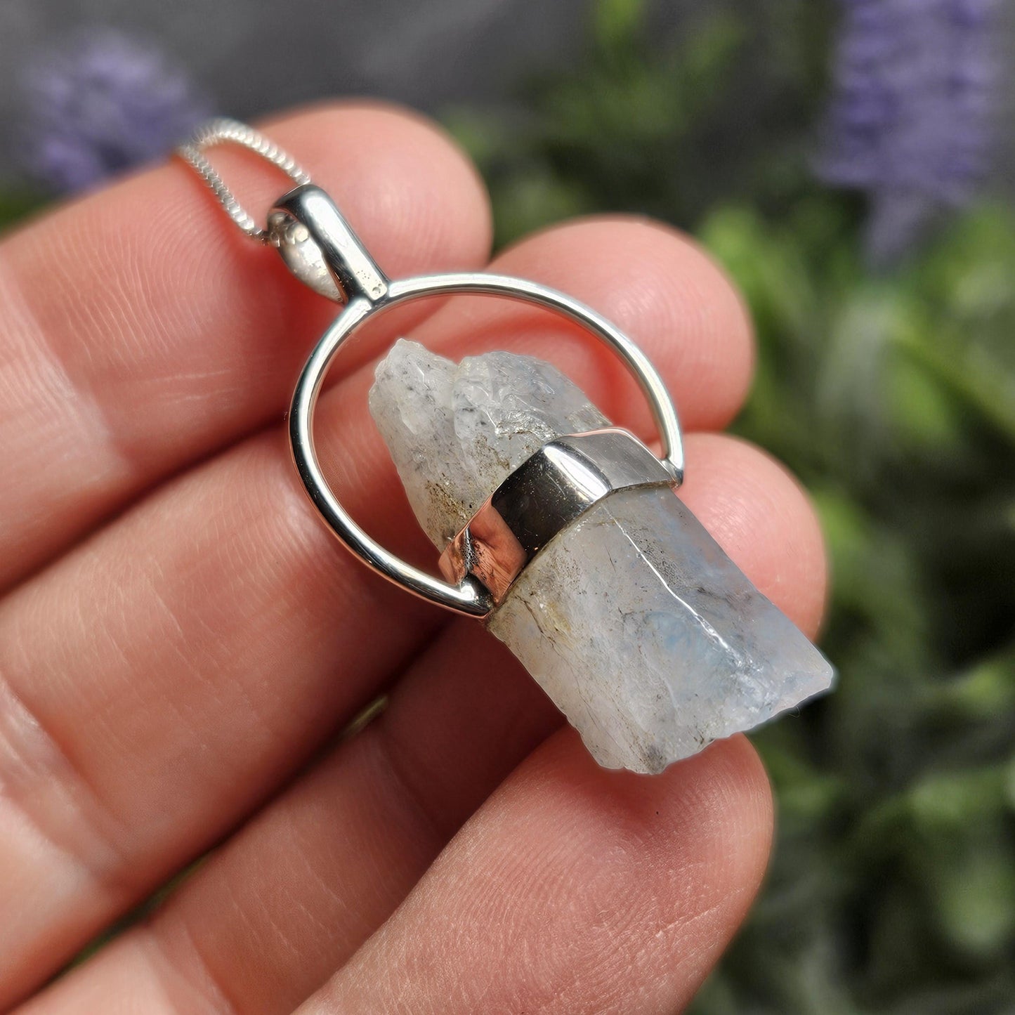 Papagoite Quartz Pendant: RARE South African Papagoite Crystal, Sterling Silver Jewelry